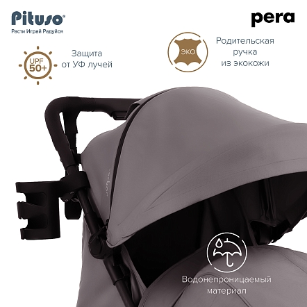 Коляска детская Pituso Pera (прогулочная) Devine Cocoa /рама carbon/PU (блок колес) X-33/Devine Cocoa 